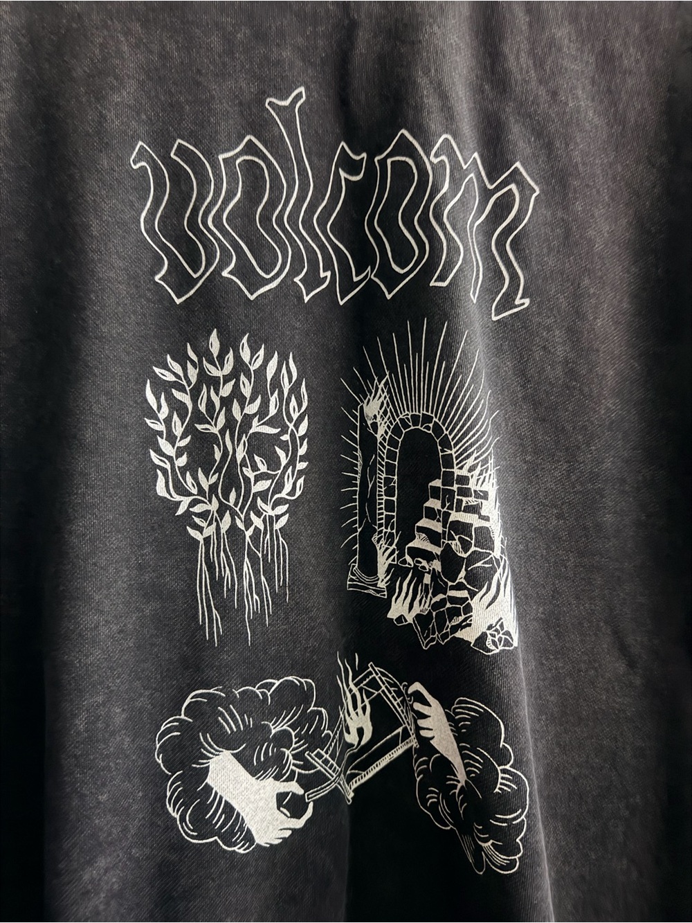 Volcom Black Graphic Crewneck Pullover with White Print - Picture 3 of 7